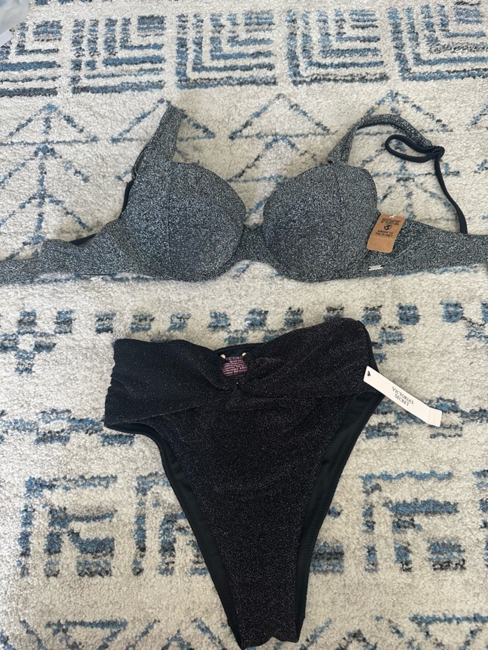 Victoria’s secret shimmer sparkle Bikini bundle S top, XS bottom